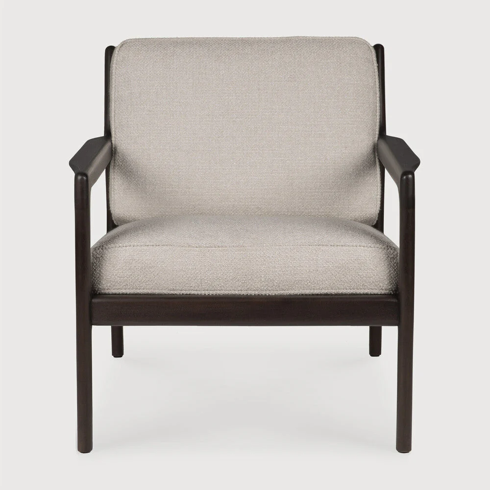Jack Lounge Chair | Varnished Mahogany | Dark Brown | Ivory Fabric - Image 1