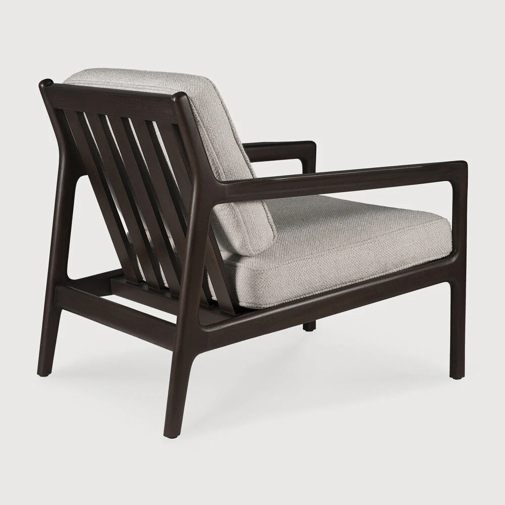 Jack Lounge Chair | Varnished Mahogany | Dark Brown | Ivory Fabric - Image 3