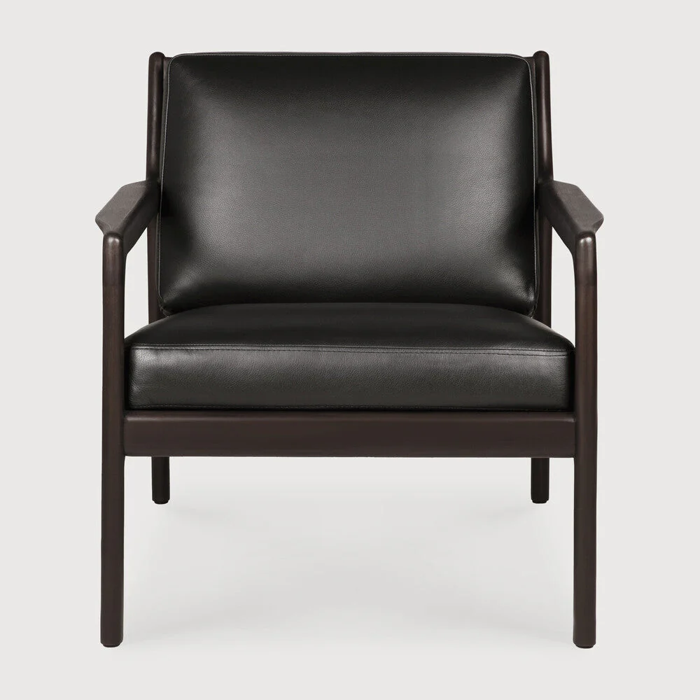 Jack Lounge Chair | Varnished Mahogany | Dark Brown | Carbone Leather - Image 1