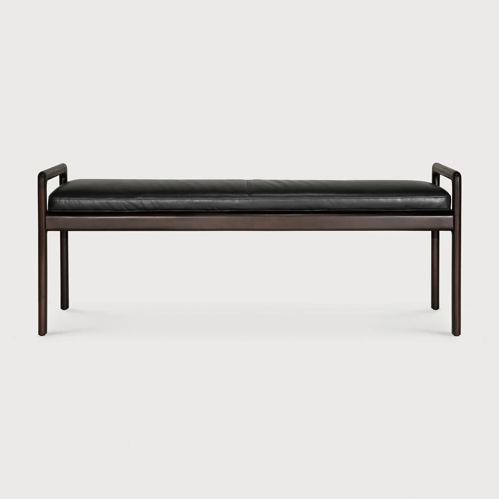 Jack Bench | Varnished Mahogany | Dark Brown | Carbone Leather - Image 1