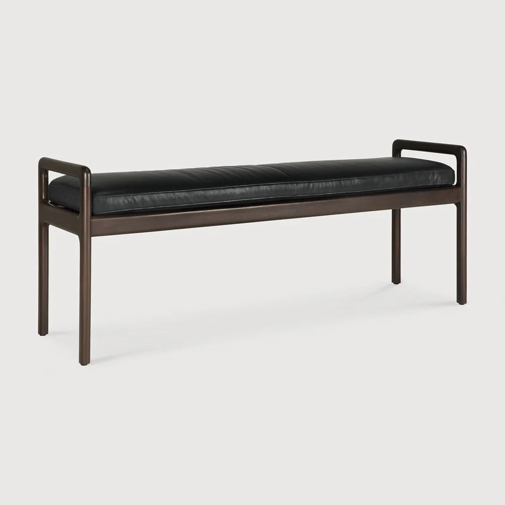 Jack Bench | Varnished Mahogany | Dark Brown | Carbone Leather - Image 2