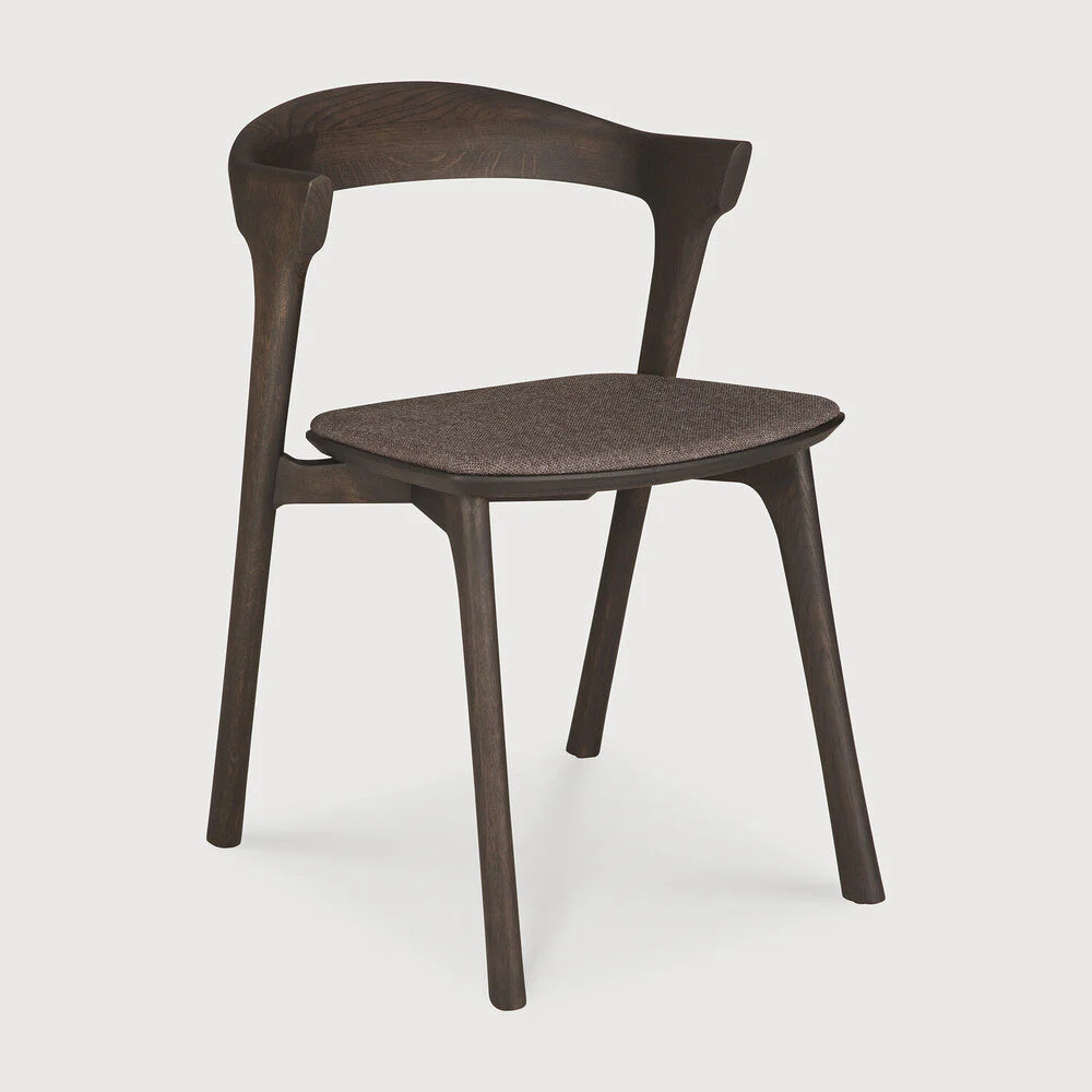 Bok Dining Chair | Varnished Oak | Brown | Warm Brown Fabric - Image 1
