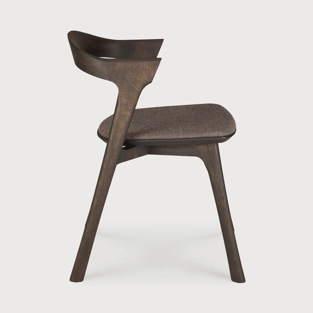 Bok Dining Chair | Varnished Oak | Brown | Warm Brown Fabric - Image 3