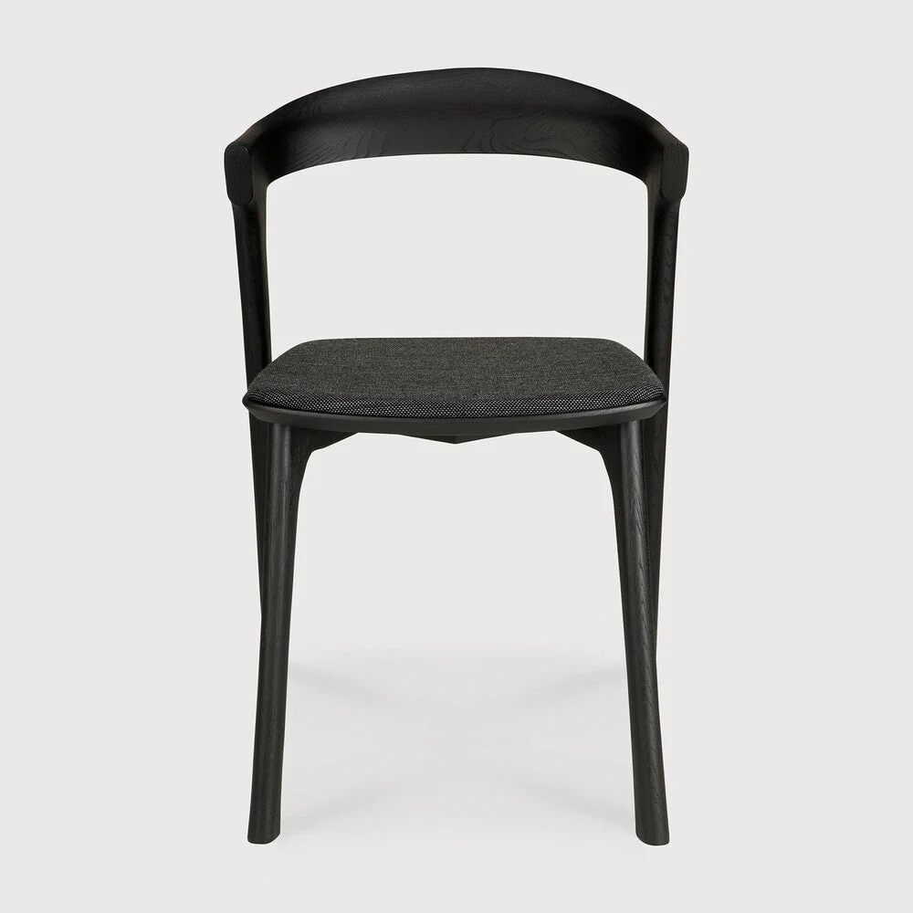 Bok Dining Chair | Varnished Oak | Black | Soft Black Fabric - Image 2
