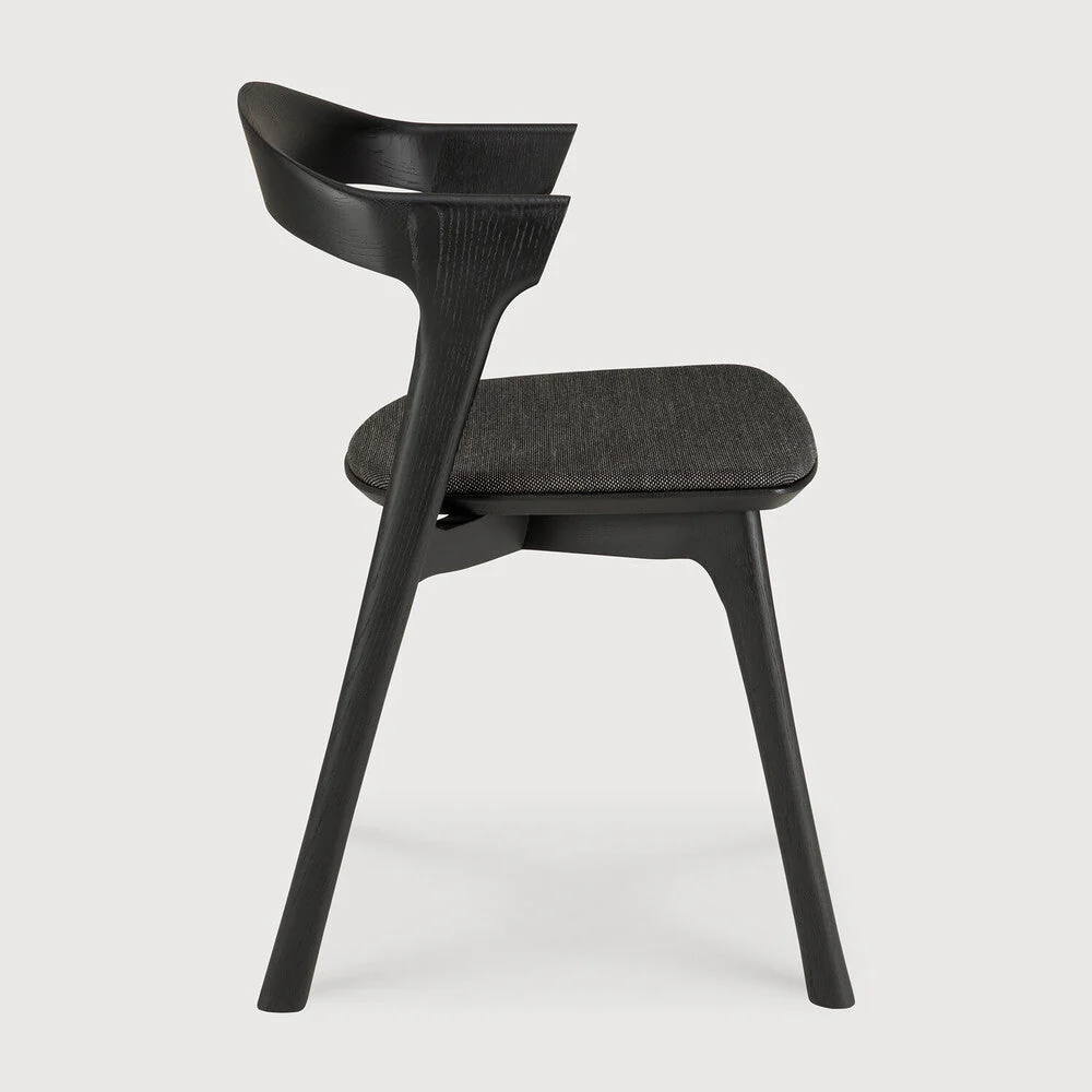 Bok Dining Chair | Varnished Oak | Black | Soft Black Fabric - Image 3