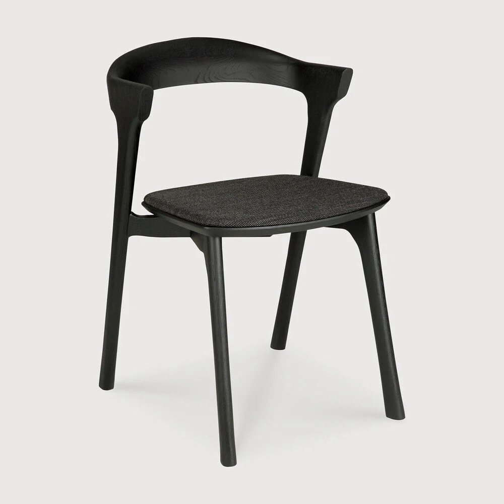 Bok Dining Chair | Varnished Oak | Black | Soft Black Fabric - Image 1