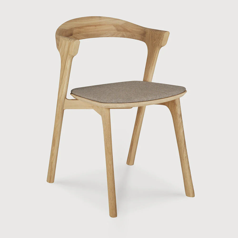 Bok Dining Chair| Varnished Oak | Warm Grey Fabric - Image 1