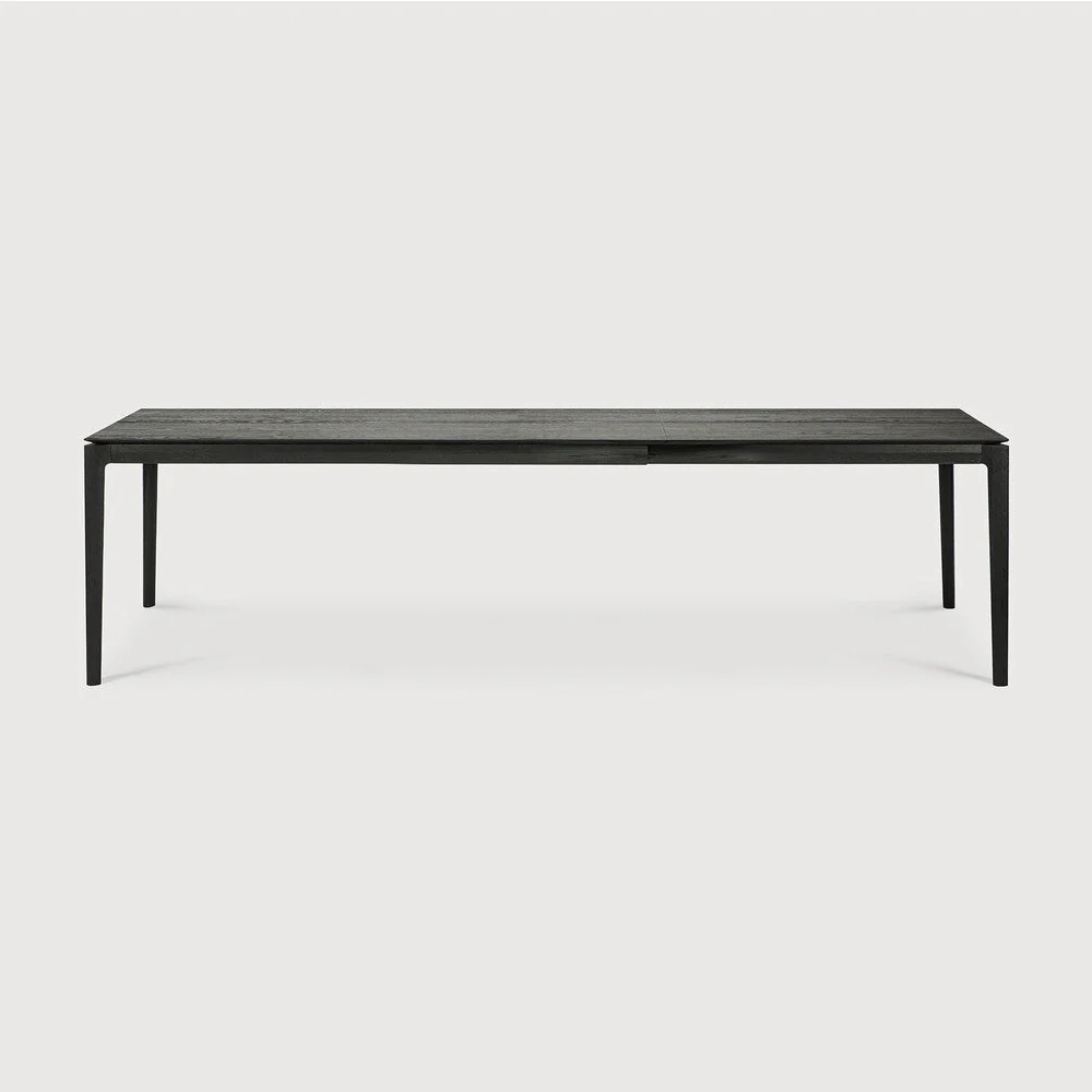 Bok Extendable Dining Table | Varnished Oak | Black | Rectangular | 79″|118″ X 39″