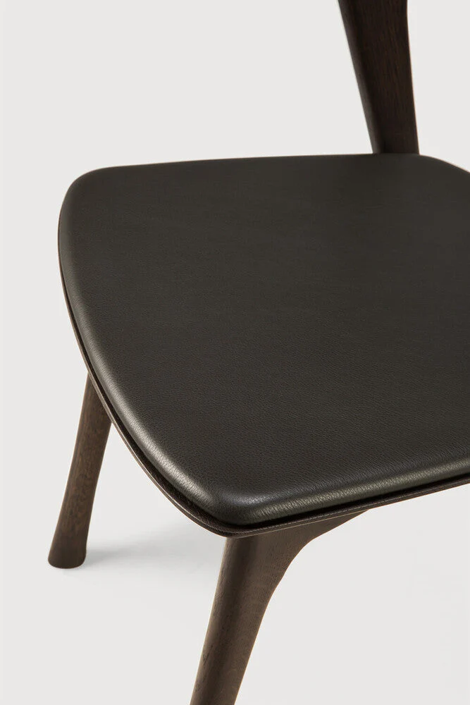 Bok Dining Chair | Varnished Oak | Brown | Brown Leather - Image 3