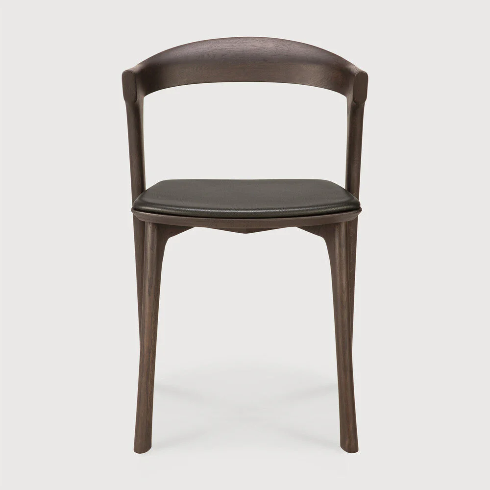 Bok Dining Chair | Varnished Oak | Brown | Brown Leather - Image 1