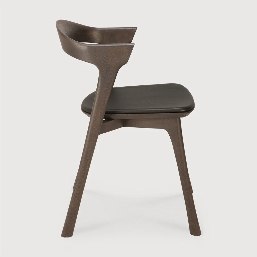 Bok Dining Chair | Varnished Oak | Brown | Brown Leather - Image 2