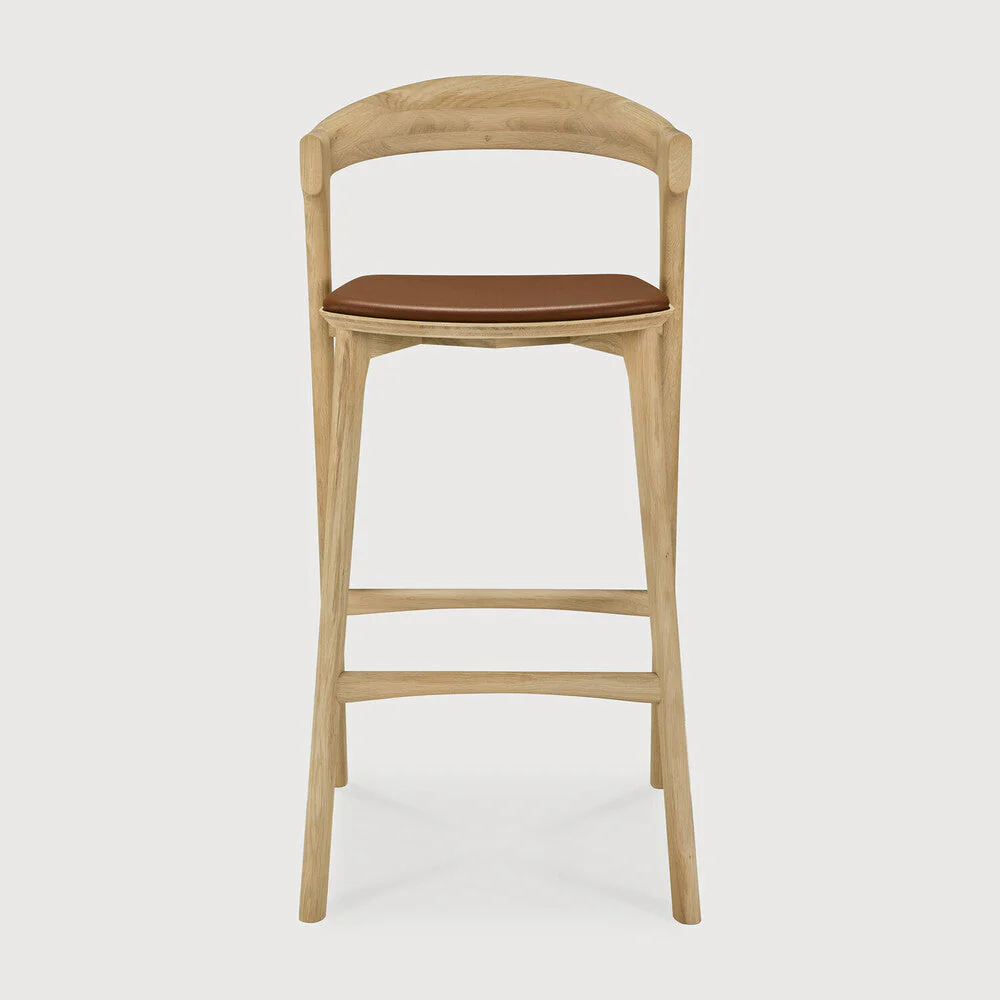 Bok Bar Stool | Varnished Oak | Cognac Leather - Image 2