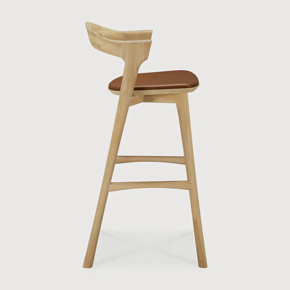 Bok Bar Stool | Varnished Oak | Cognac Leather - Image 3