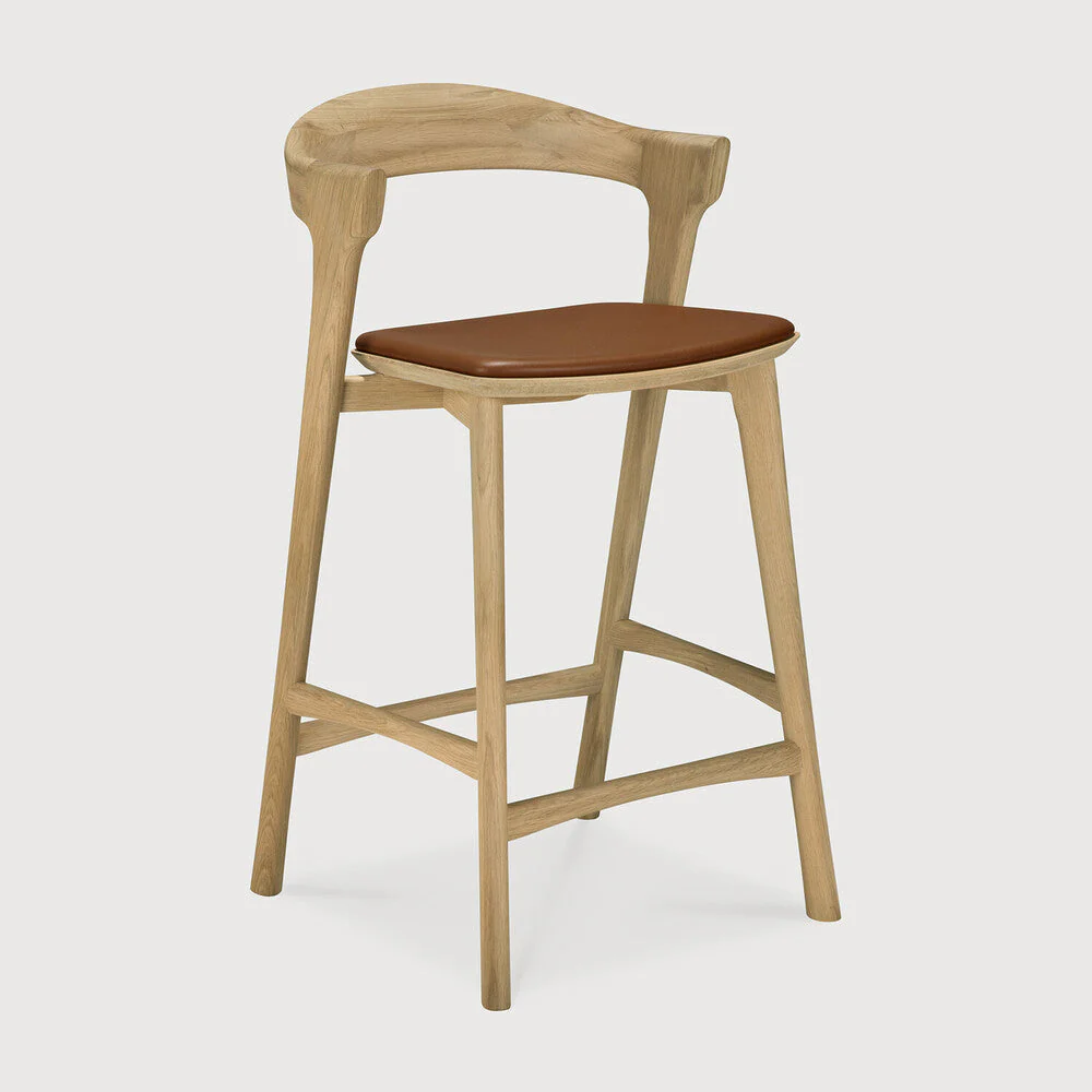 Bok Counter Stool | Varnished Oak | Cognac Leather - Image 1