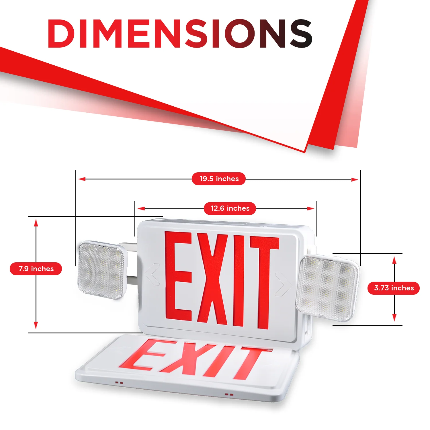 Remote Capable Indoor Emergency Exit Combo - Red/Green Letters - Dual Heads With Dual Battery #354 - Image 2