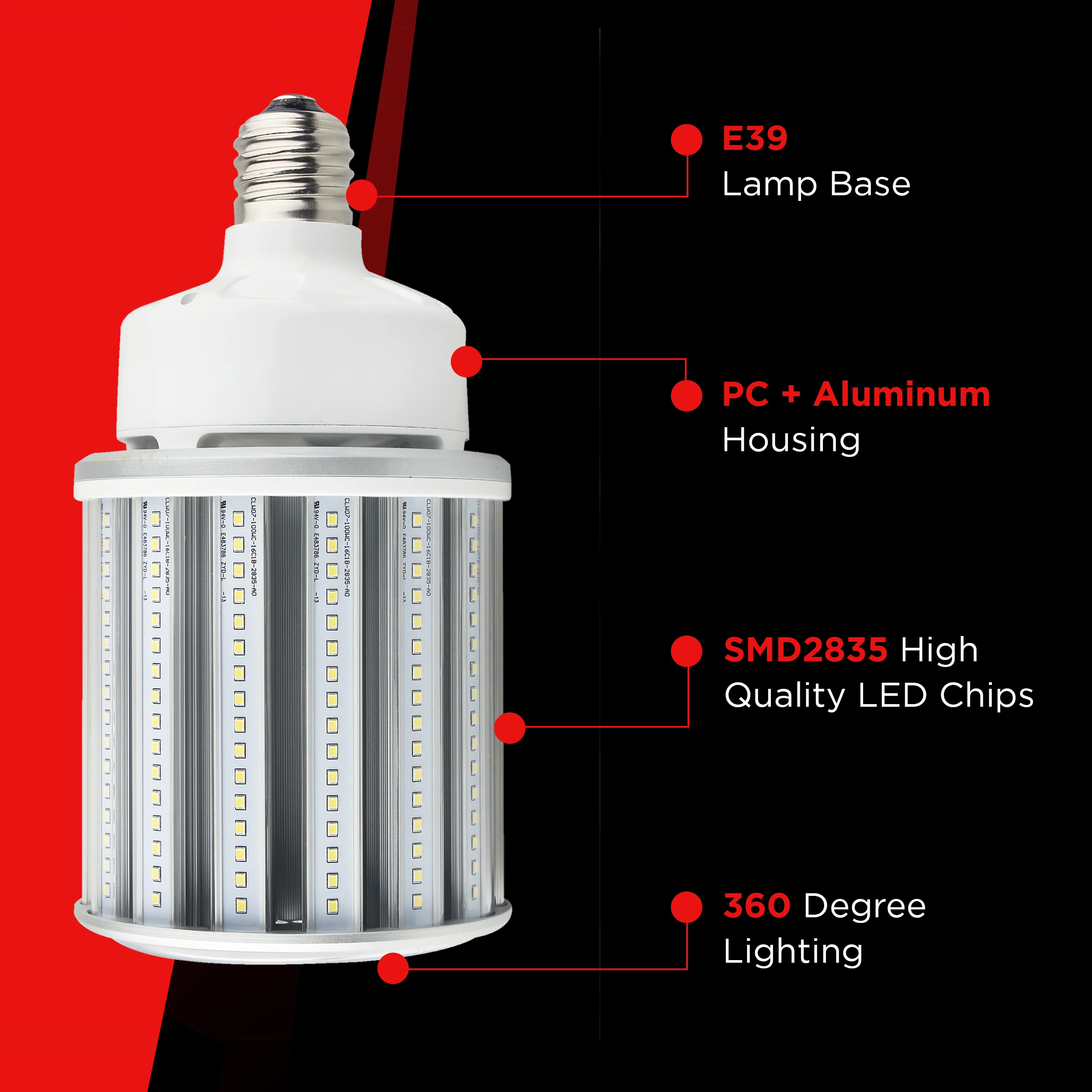 60W LED Corn Bulb - E39 - 9300 Lumens - 5700K - IP65 Rated #165 - Image 3