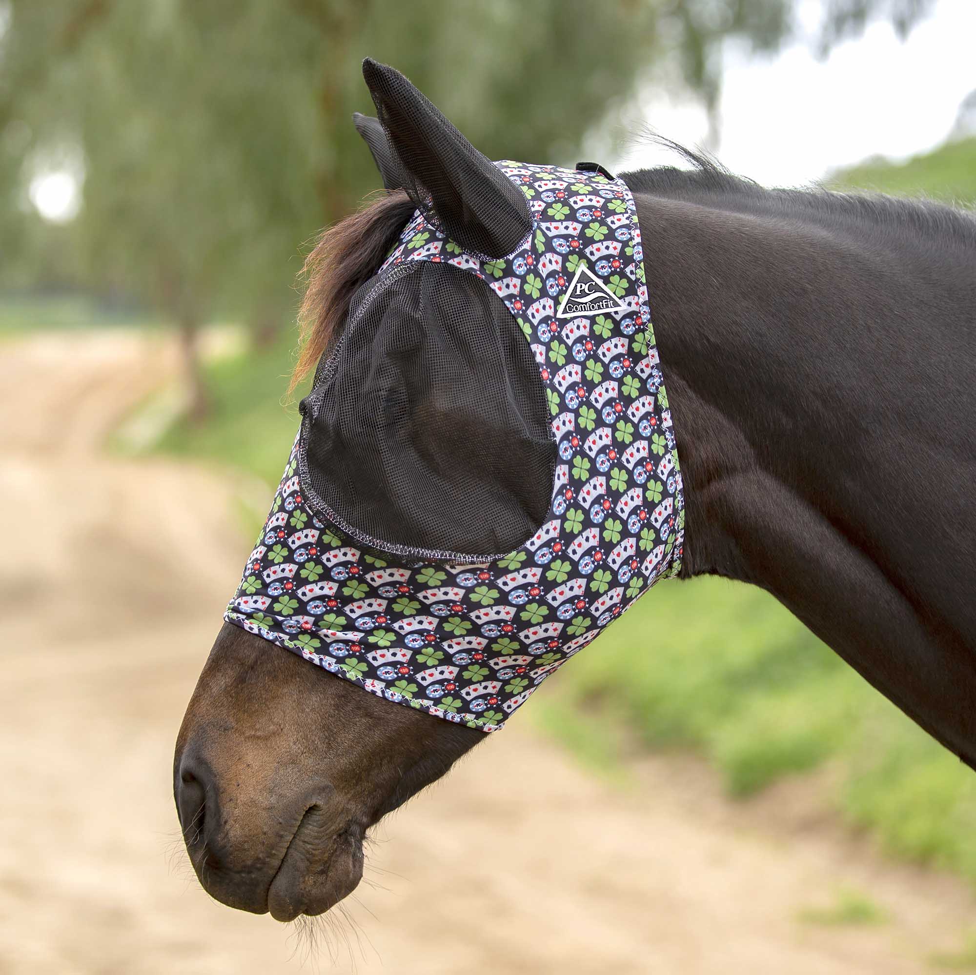 Professional's Choice Comfort Fit Lycra Horse Fly Mask with Ears - Image 2
