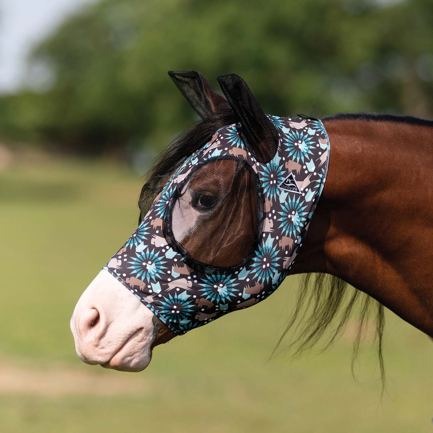 Professional's Choice Comfort Fit Lycra Horse Fly Mask with Ears - Image 3