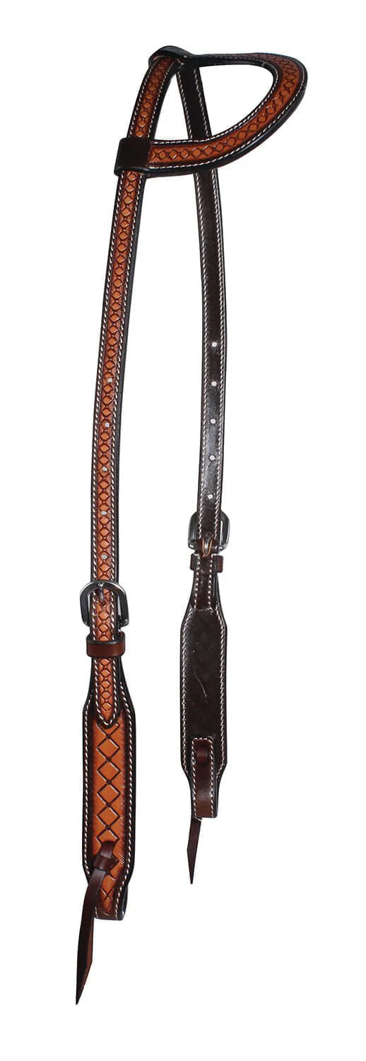 Professional's Choice Crosshatch One Ear Headstall, Brown - Image 1