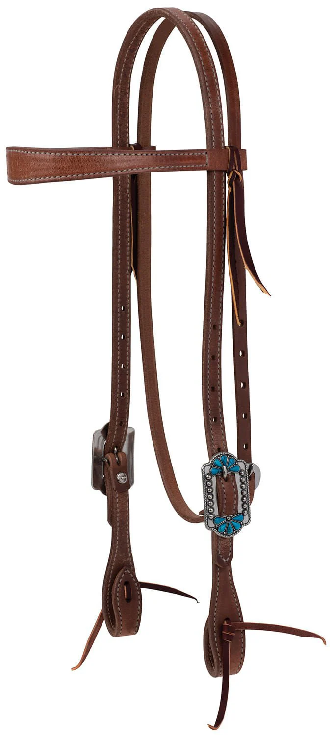 Weaver ProTack Turquoise Flower Browband Headstall - Image 1