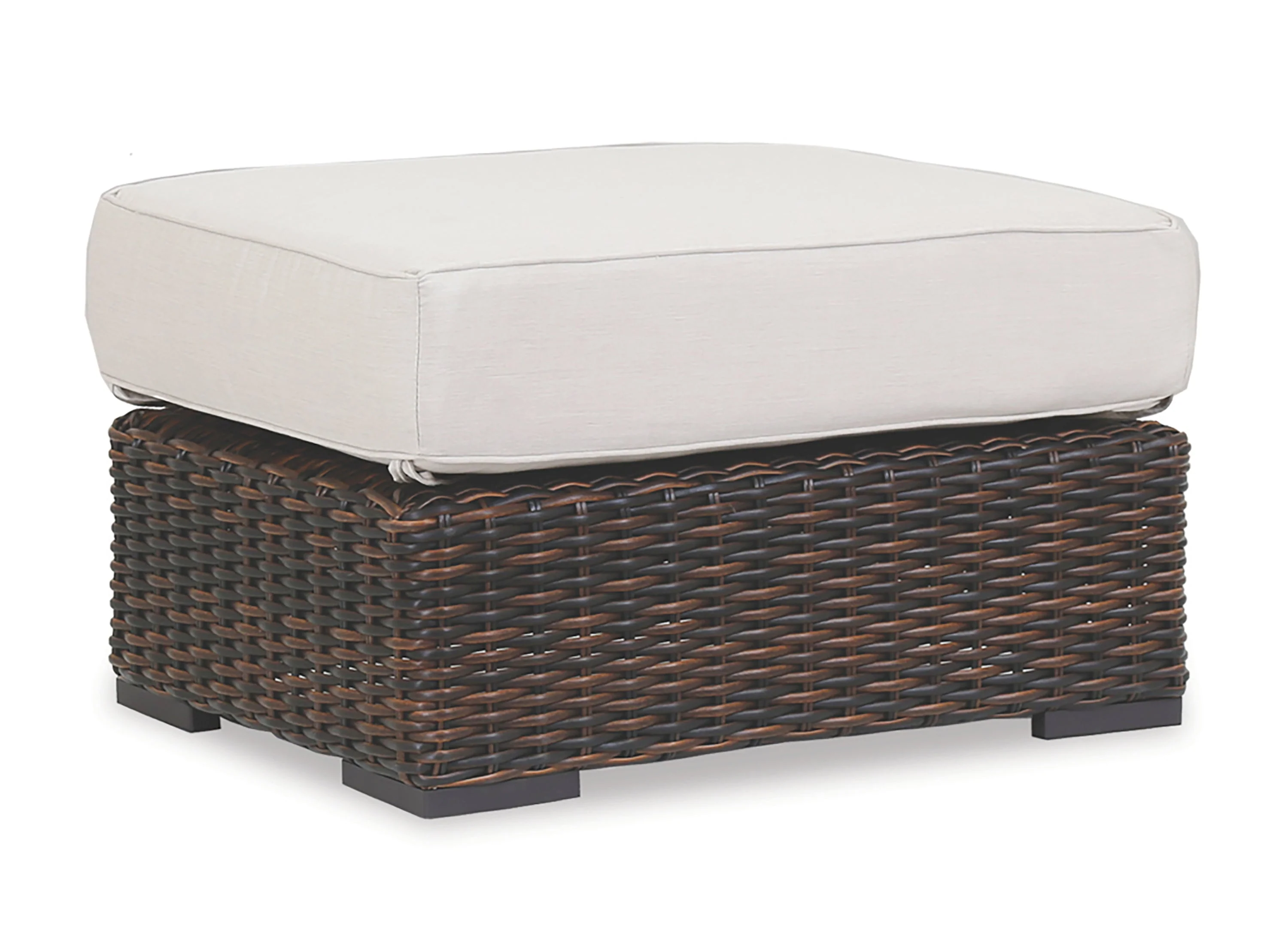 Montecito Ottoman in Canvas Flax w/ Self Welt