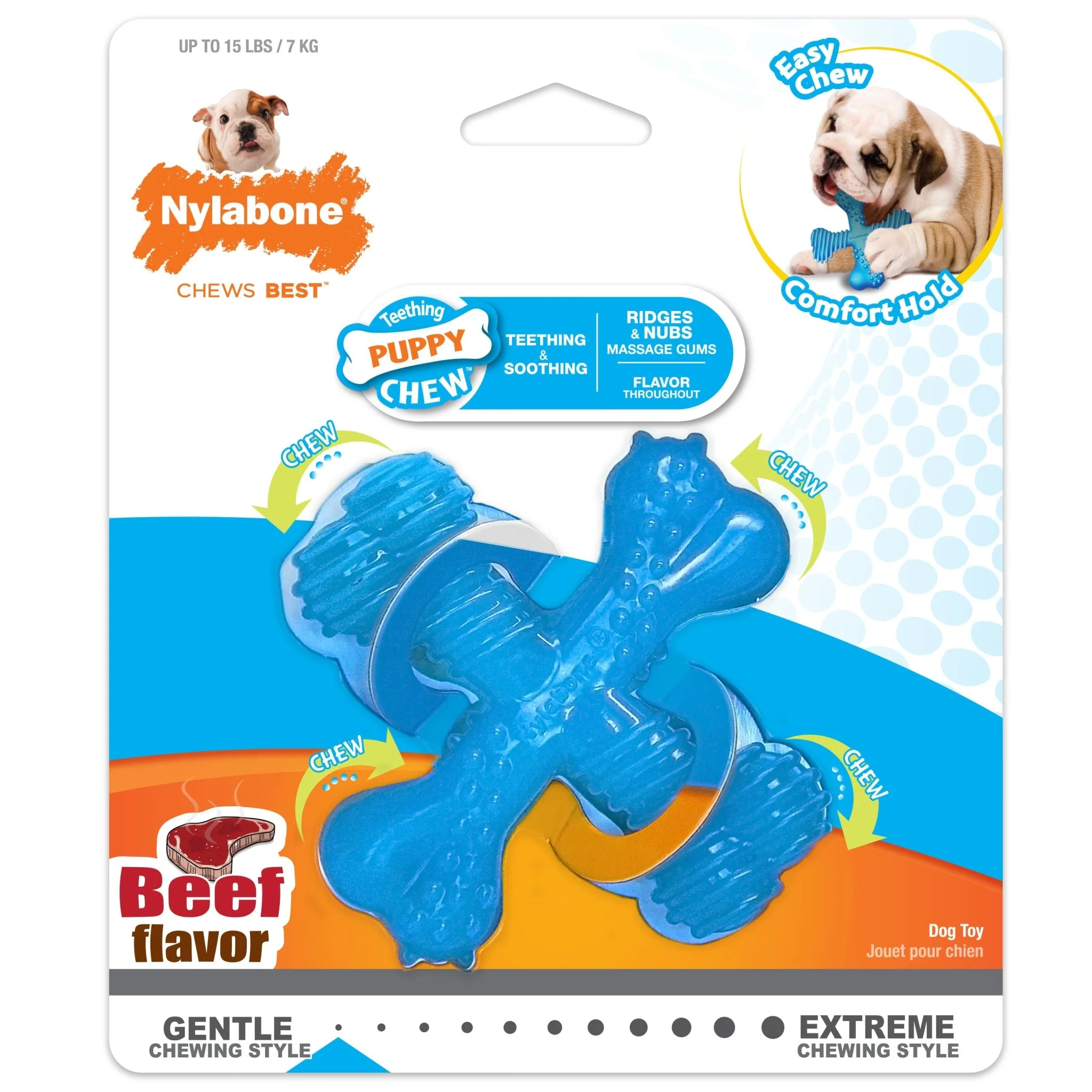 Puppy Chew X Bone Chew Toy, Beef, Small/Regular, Up to 25 Ibs. - Image 1