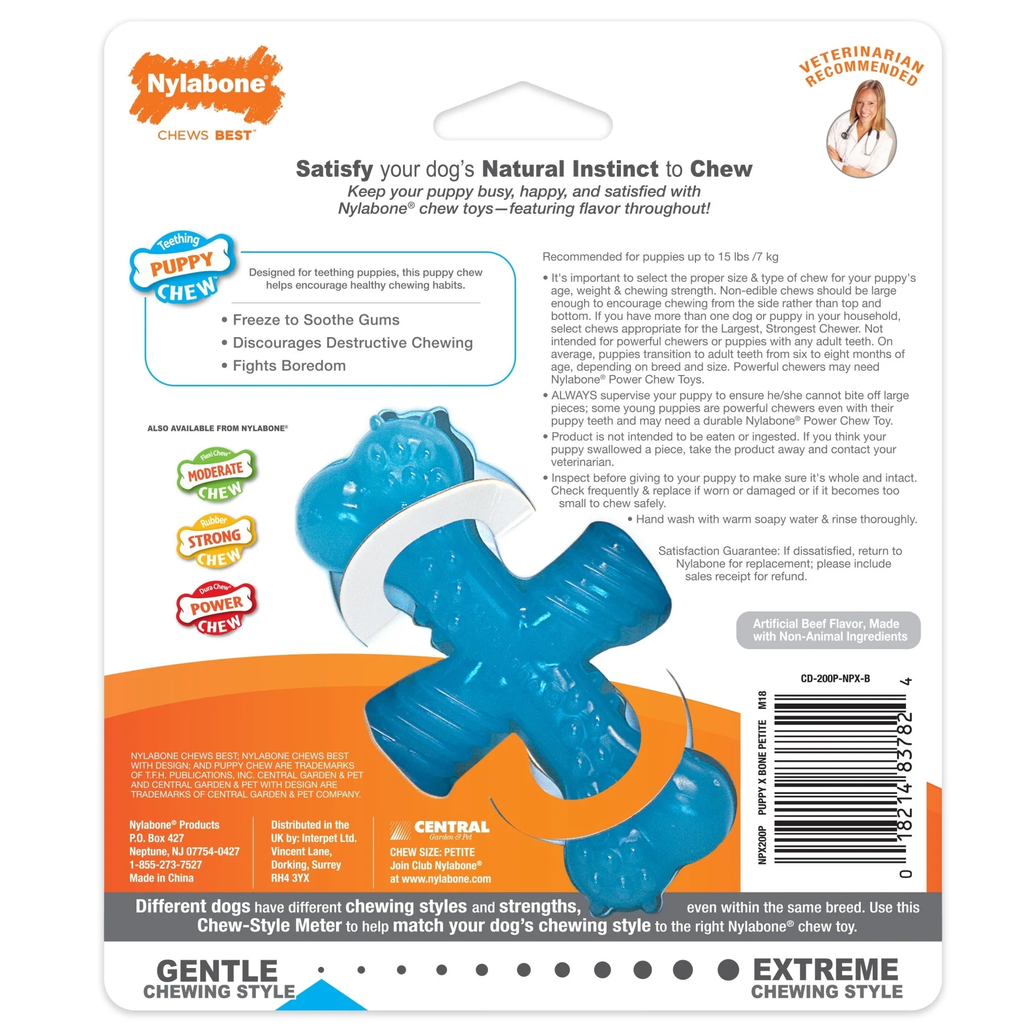Puppy Chew X Bone Chew Toy, Beef, Small/Regular, Up to 25 Ibs. - Image 2