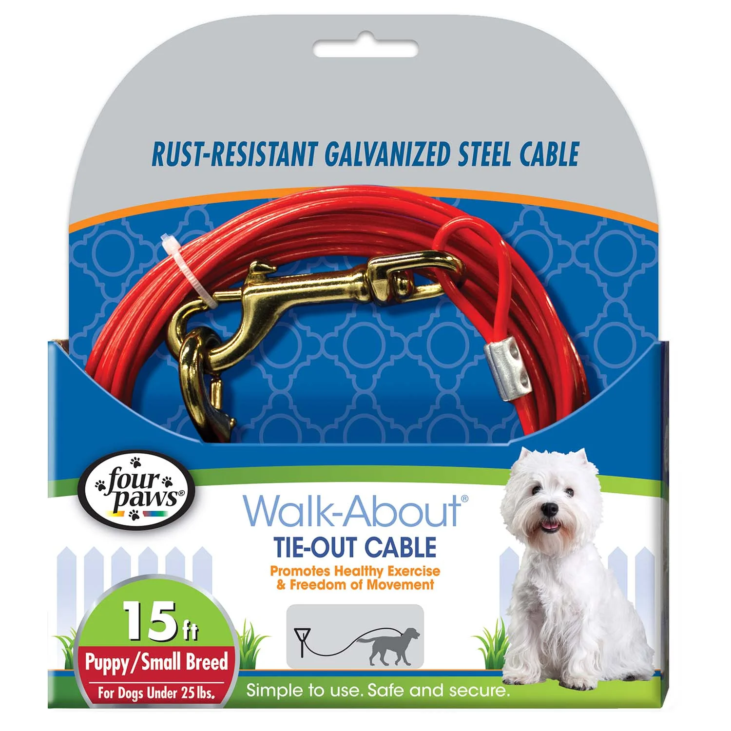 Puppy Dog Tie Out Cable, Red, 15 Ft - Image 1