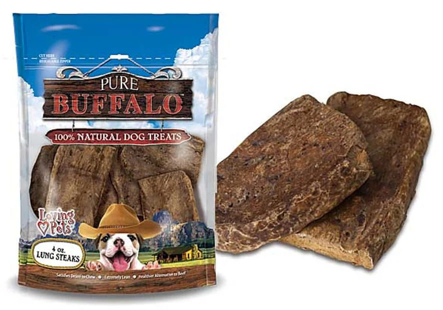 Pure Buffalo Lung Steaks Natural Dog Treats - Image 1