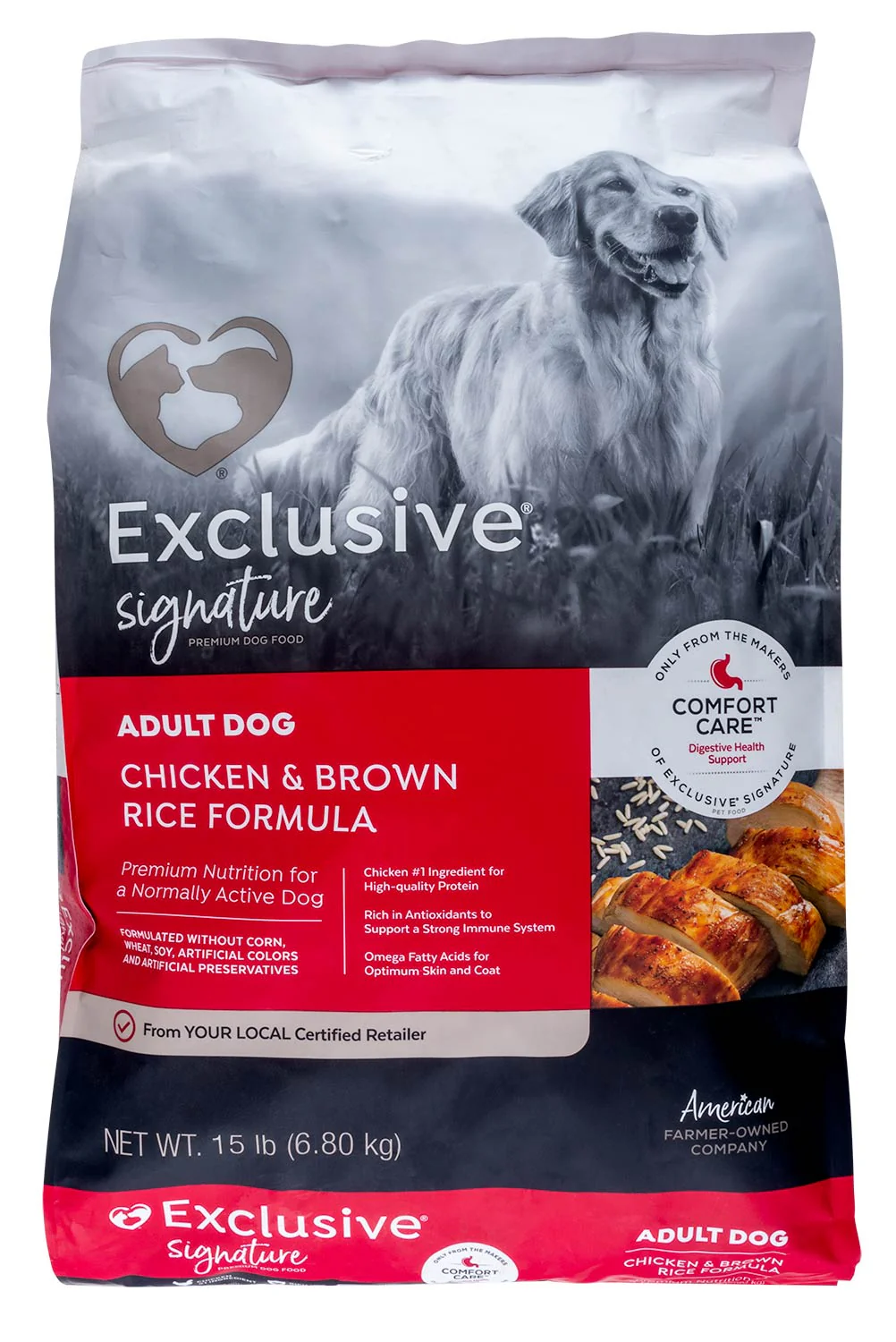 Purina Exclusive Signature Premium Adult Dry Dog Food, Chicken/Brown Rice - Image 1