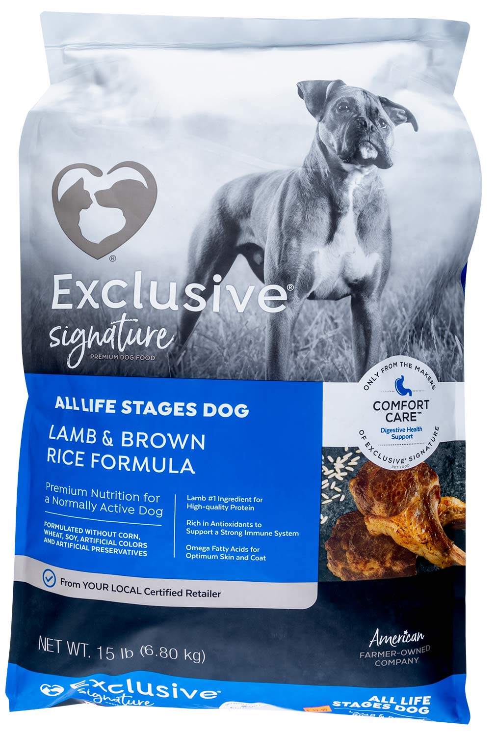 Purina Exclusive Signature Premium All Life Stages Dry Dog Food, Lamb/Brown Rice - Image 1