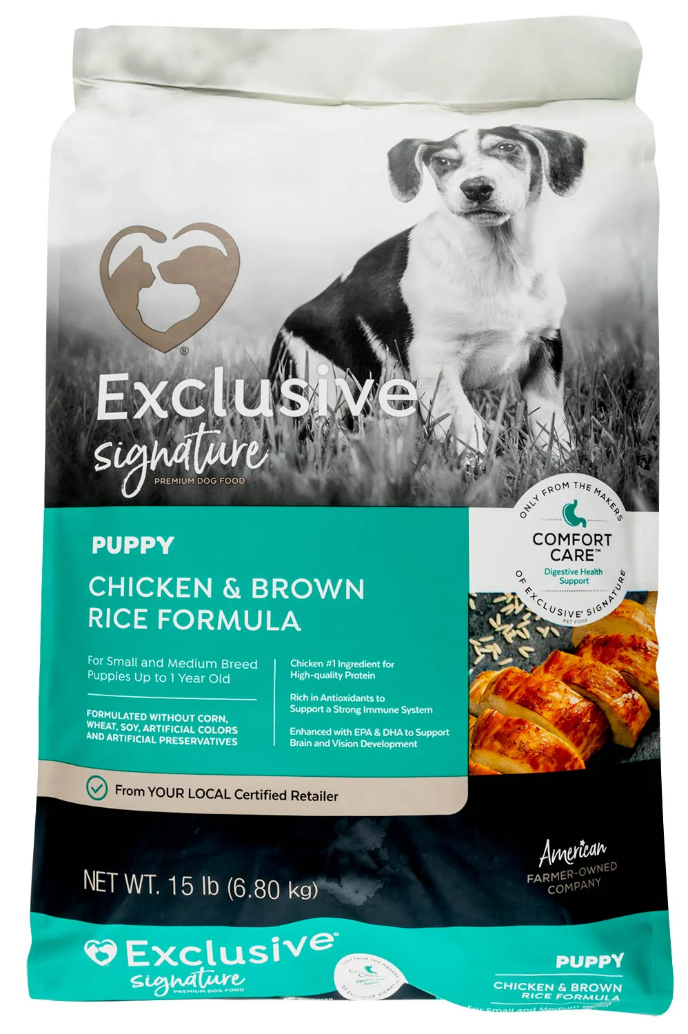 Purina Exclusive Signature Premium Small & Medium Breed Puppy Dry Dog Food, Chicken/Brown Rice - Image 1