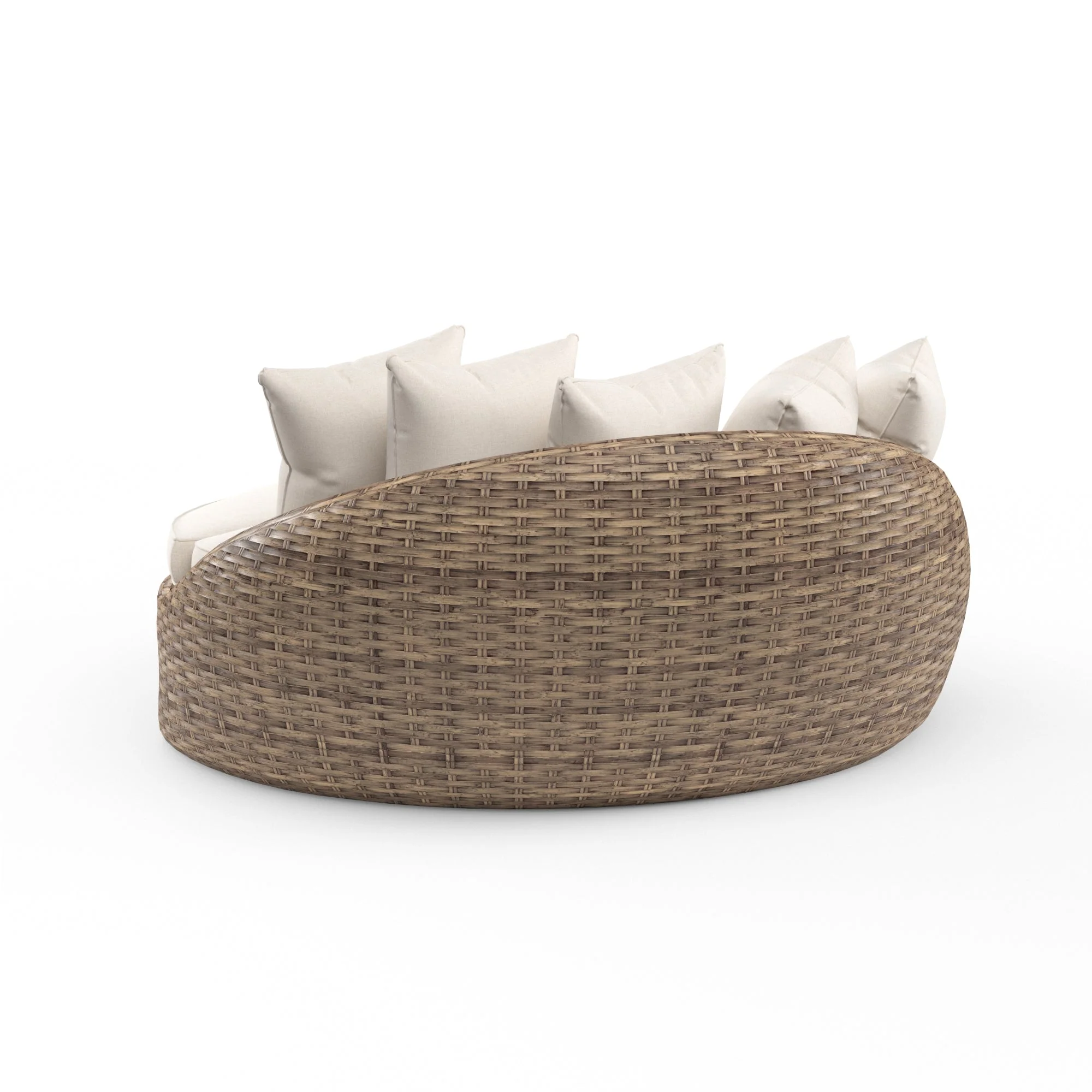 Havana Round Daybed in Canvas Flax w/ Self Welt - Image 2