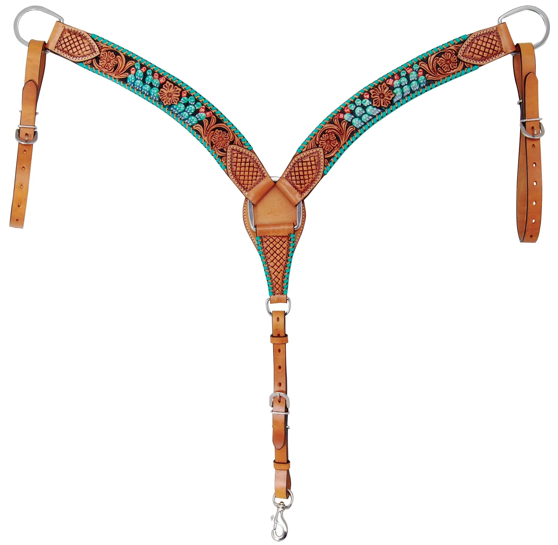 Rafter T Painted Cactus Breast Collar, Horse - Image 1