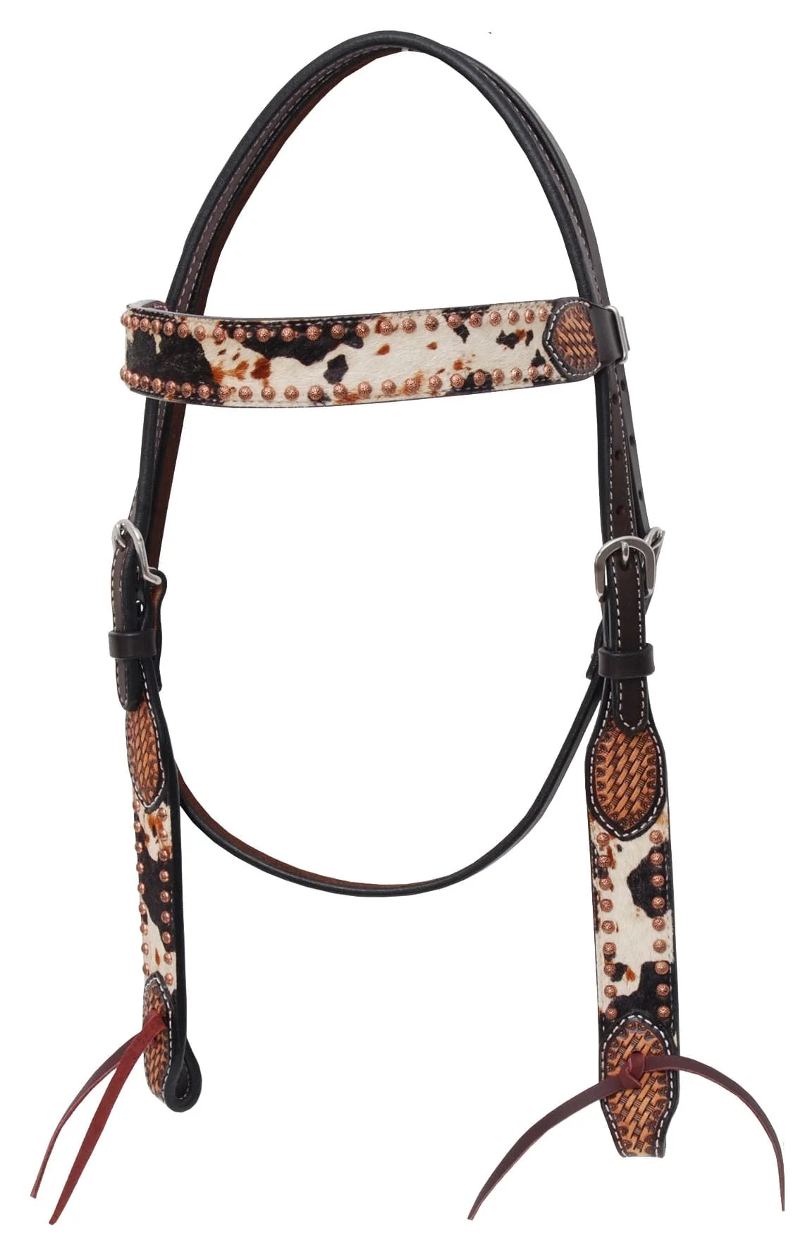 Rafter T Peppered Hide Browband Headstall - Image 1