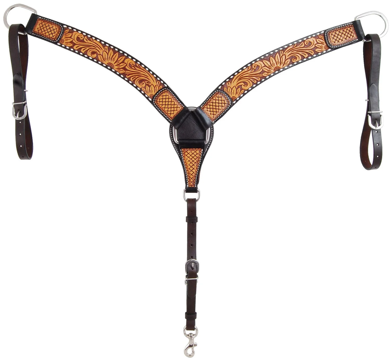 Rafter T Tooled Sunflower with Buckstitch Contoured Breast Collar - Image 1