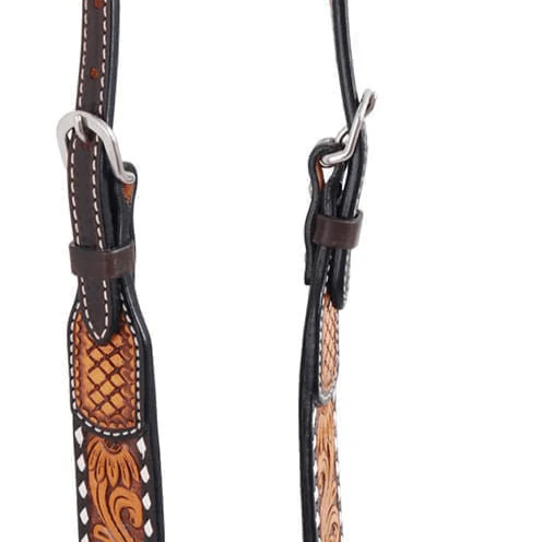 Rafter T Tooled Sunflower with Buckstitch One Ear Headstall - Image 3
