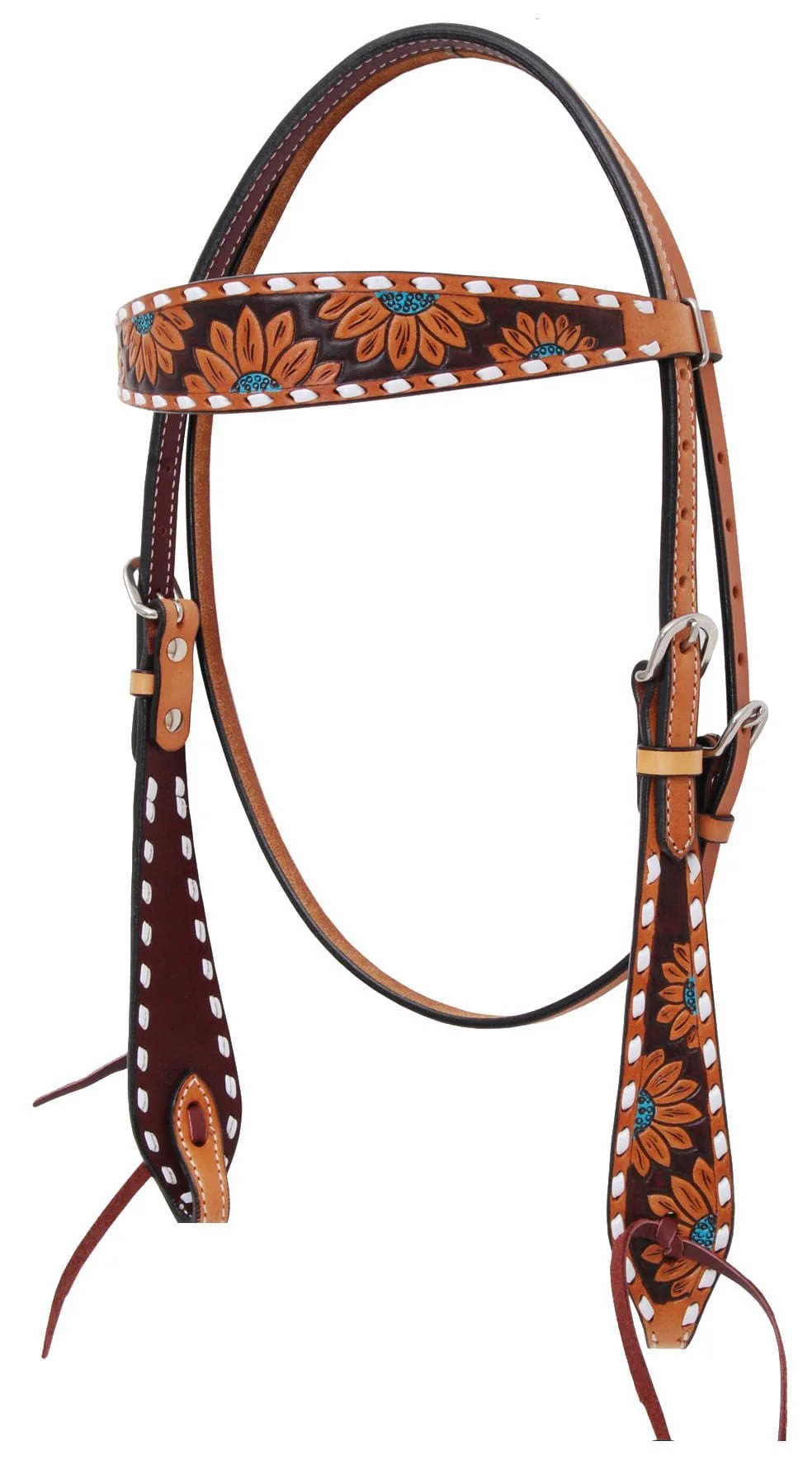 Rafter T Turquoise Sunflower Browband Headstall - Image 1