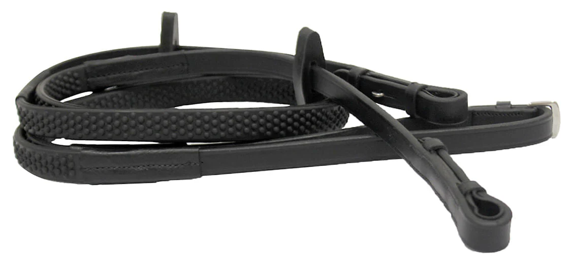 Rambo Micklem Competition Leather Reins, Black - Image 1