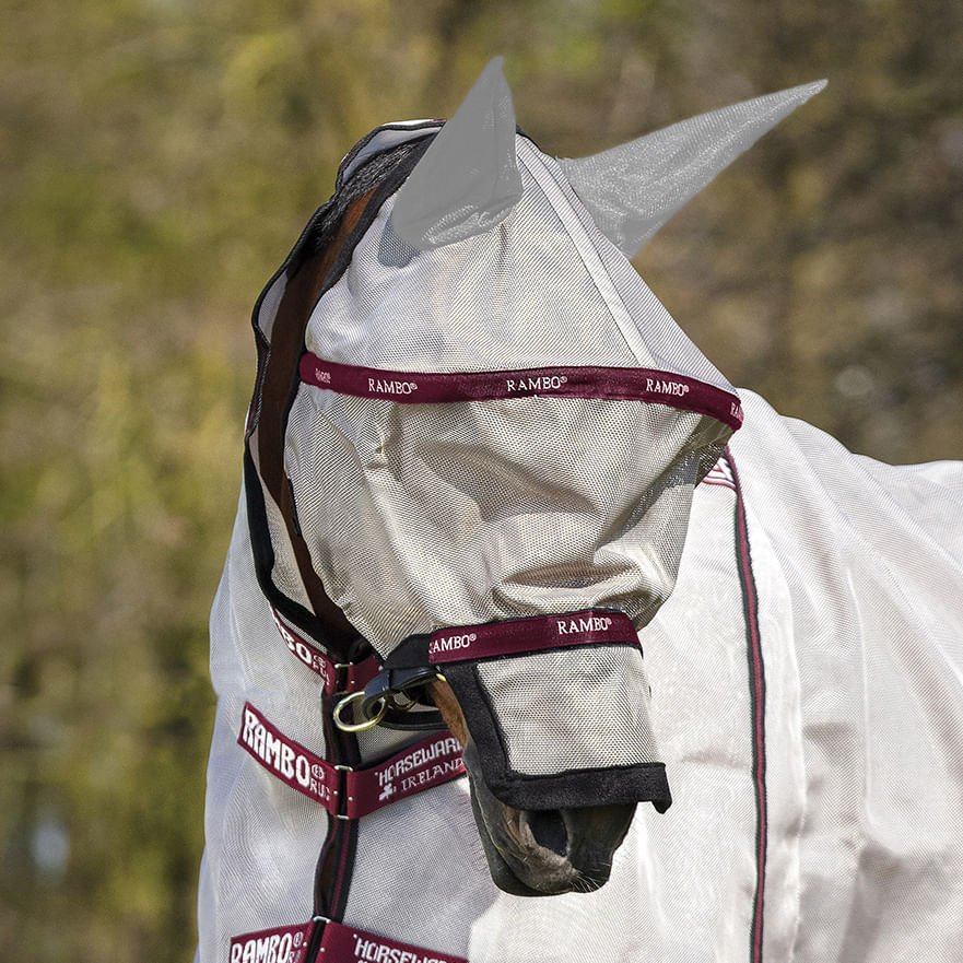 Rambo Plus Fly Mask With Ears and Nose for Horses - Image 1
