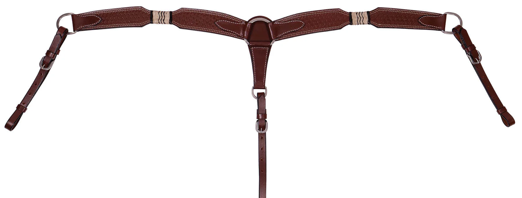 Buffalo Leather Rawhide & Basketweave Contoured Breast Collar