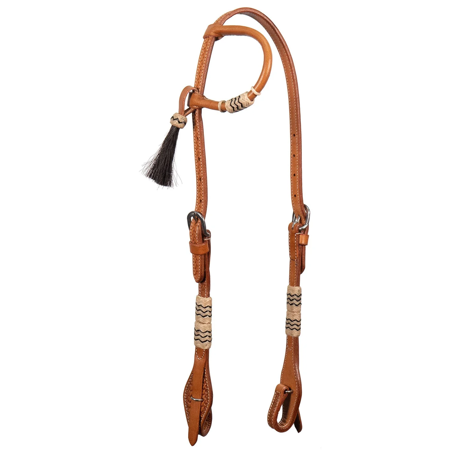 Rawhide & Tassel One Ear Headstall for Horses - Image 1