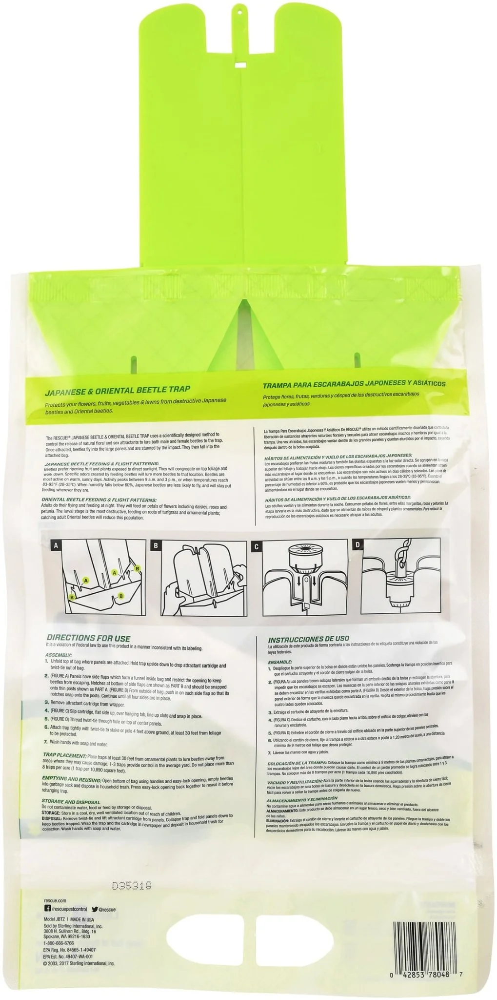 RESCUE! Japanese & Oriental Beetle Trap & Refills – Reusable, Non-Toxic Garden Pest Control - Image 2