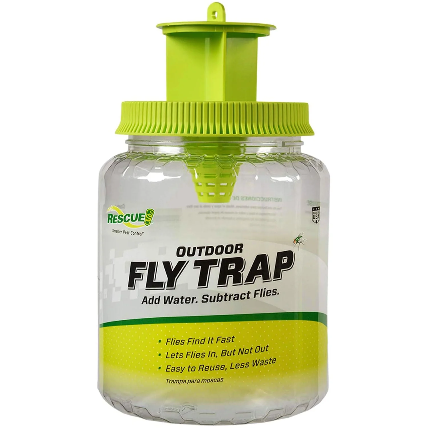 RESCUE! Outdoor Fly Trap & Refills – Reusable, Non-Toxic Fly Catcher for Outdoor Pest Control - Image 1