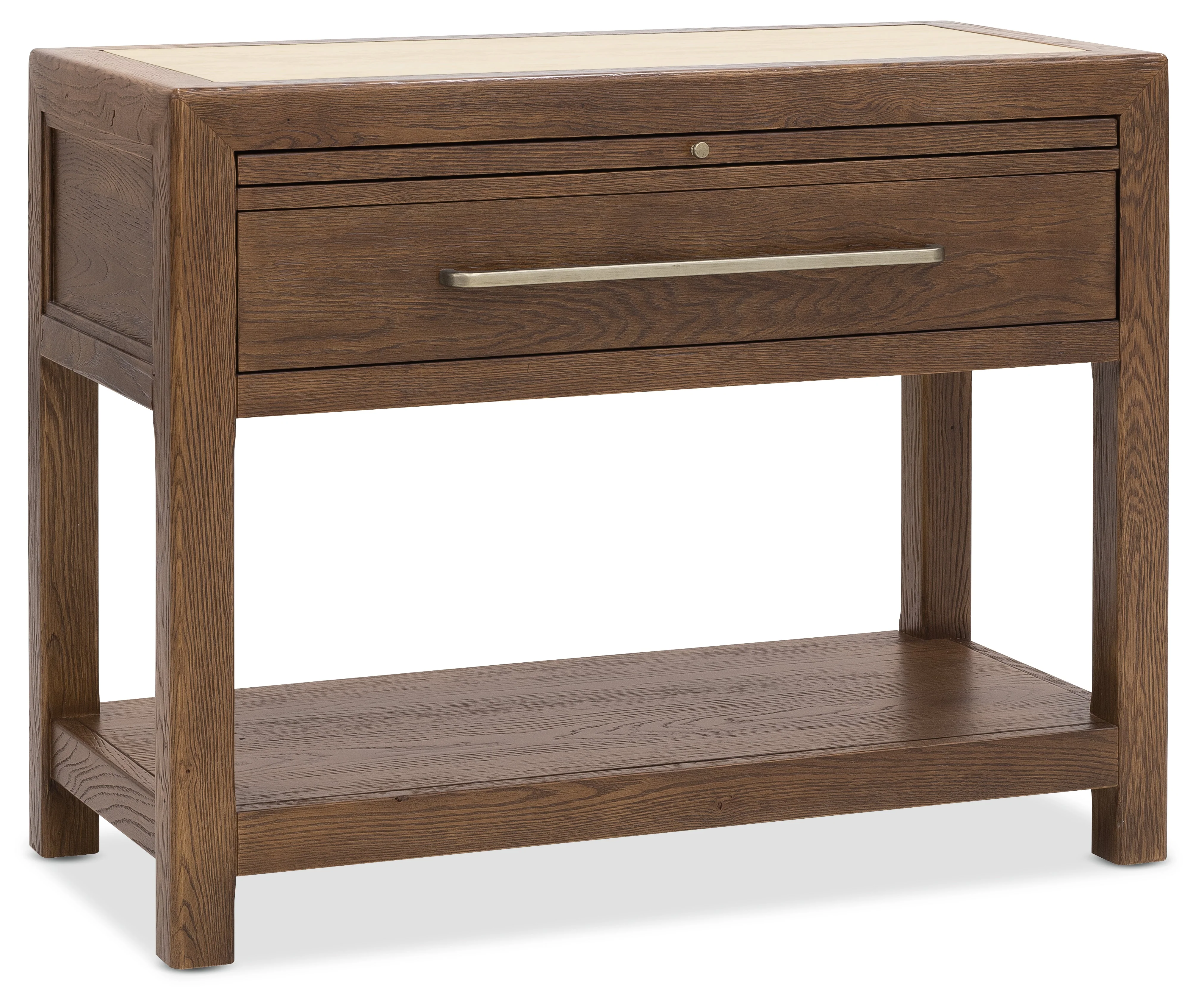Driftwood One-Drawer Nightstand with Stone | Worn Saddle - Image 1