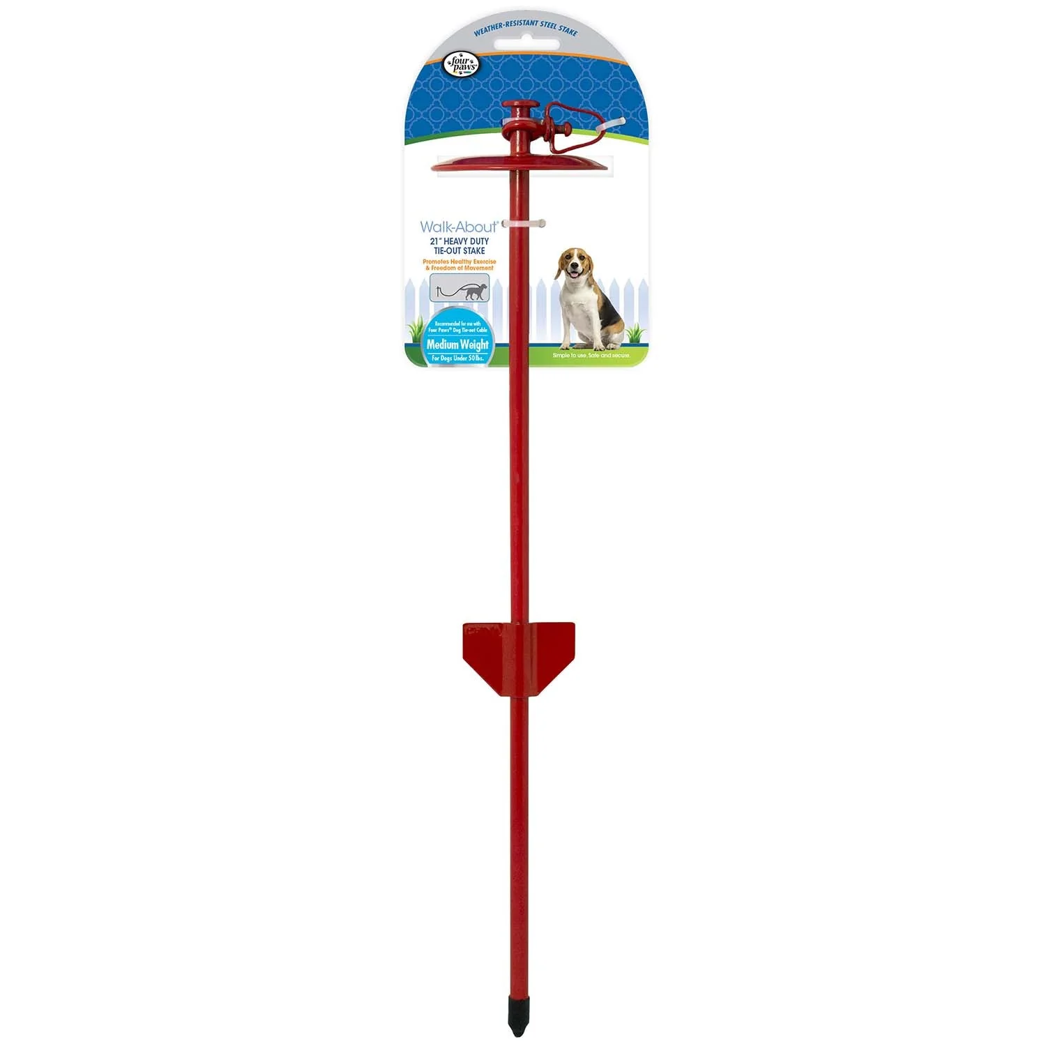 Roam About Dog Tie-Out Stake, Red, 23″