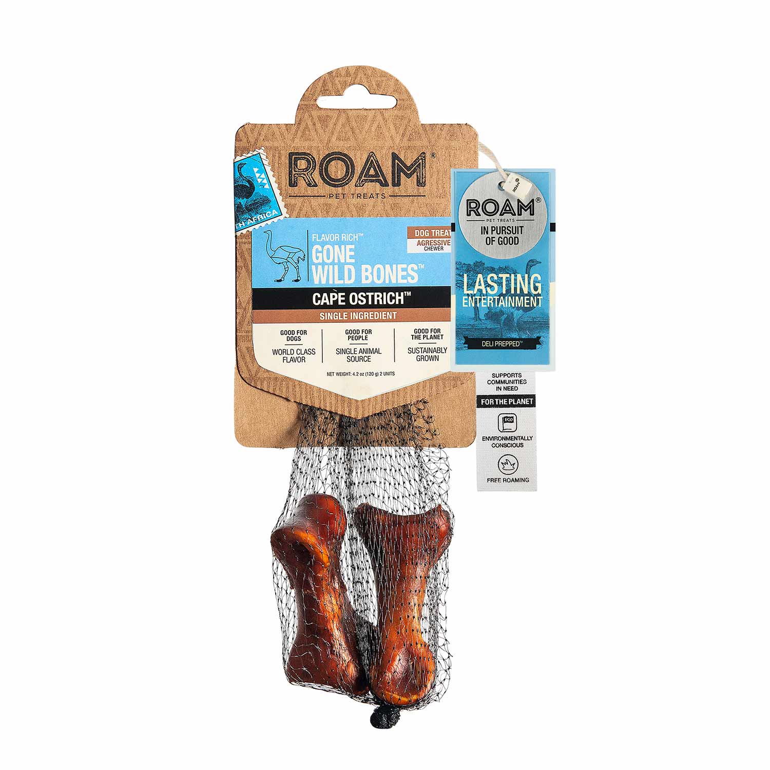 Roam Dog Treats Gone Wild Ostrich Bone, 2pk - Image 1