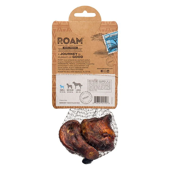 Roam Dog Treats Le Petite Gnaw-kle Ostrich Knuckle Small Dog Chew, 2pk - Image 2