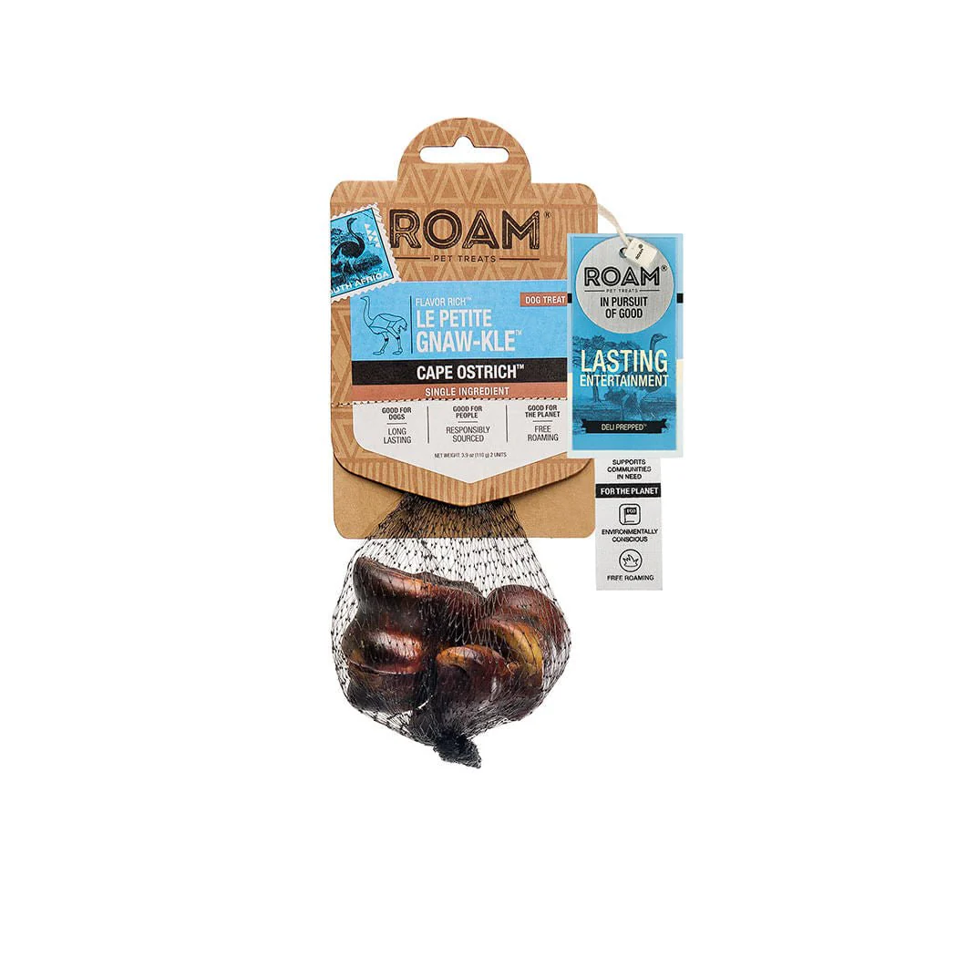 Roam Dog Treats Le Petite Gnaw-kle Ostrich Knuckle Small Dog Chew, 2pk - Image 1