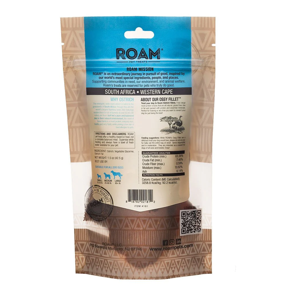 Roam Dog Treats Ostrich Fillet, 1.5 oz - Image 2